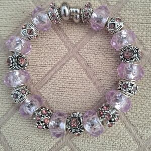 Elegant Silver and Purple Beaded Bracelet
